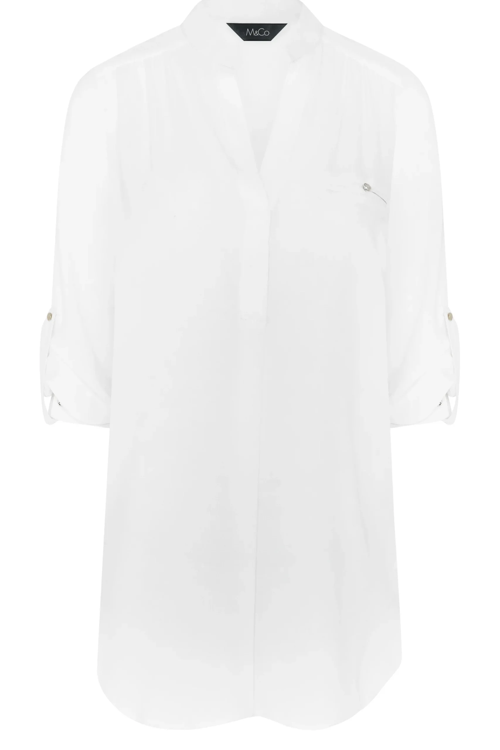 M&Co Womens Ivory White Tab Sleeve Blouse>Women Shirts