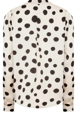 M&Co Womens Ivory White Polka Dot Print Wrap Front Blouse><noscript><img width=