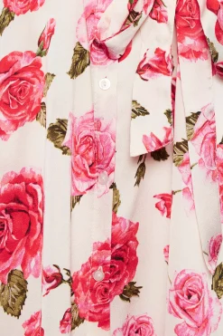M&Co Womens Ivory White Rose Print Tie Waist Shirt Dress>Women Wedding Guest Dresses