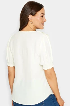 M&Co Womens Ivory White Frill Front Blouse><noscript><img width=