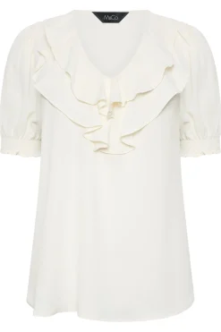 M&Co Womens Ivory White Frill Front Blouse><noscript><img width=