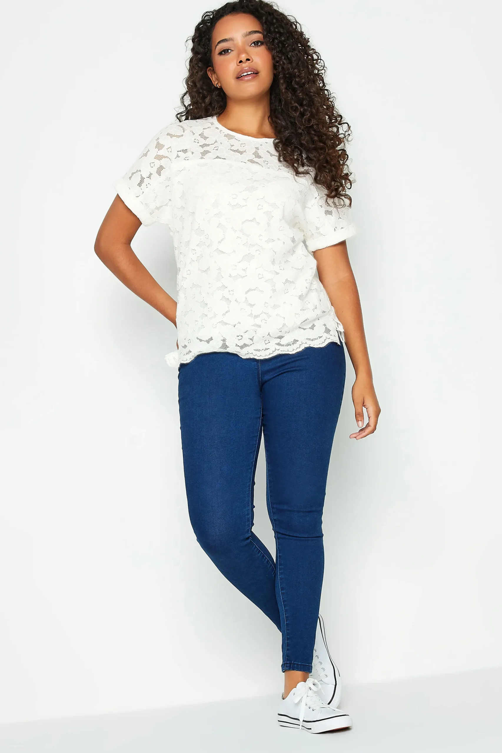 M&Co Womens Ivory White Lace Blouse>Women Blouses