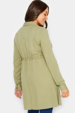 M&Co Womens Khaki Green Tie Waist Tunic Shirt><noscript><img width=