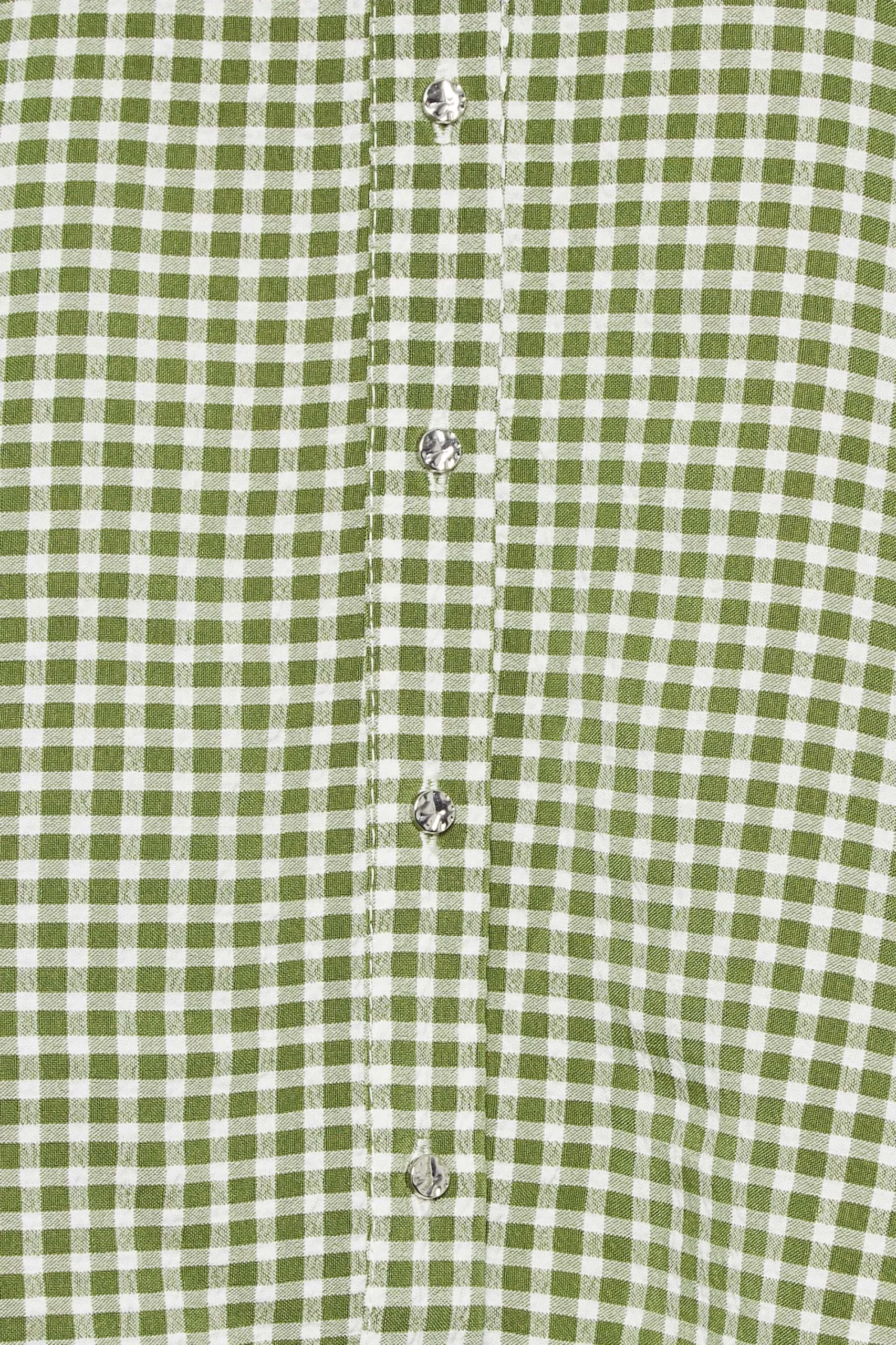 M&Co Womens Khaki Green Gingham Short Sleeve Shirt>Women Short Sleeve Tops