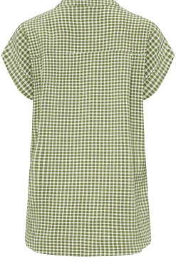 M&Co Womens Khaki Green Gingham Short Sleeve Shirt><noscript><img width=