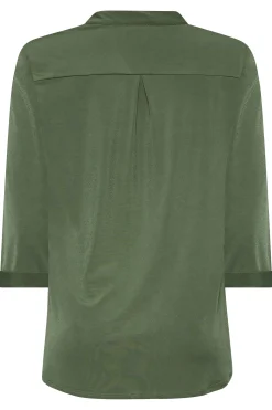 M&Co Womens Khaki Green Half Placket Shirt><noscript><img width=