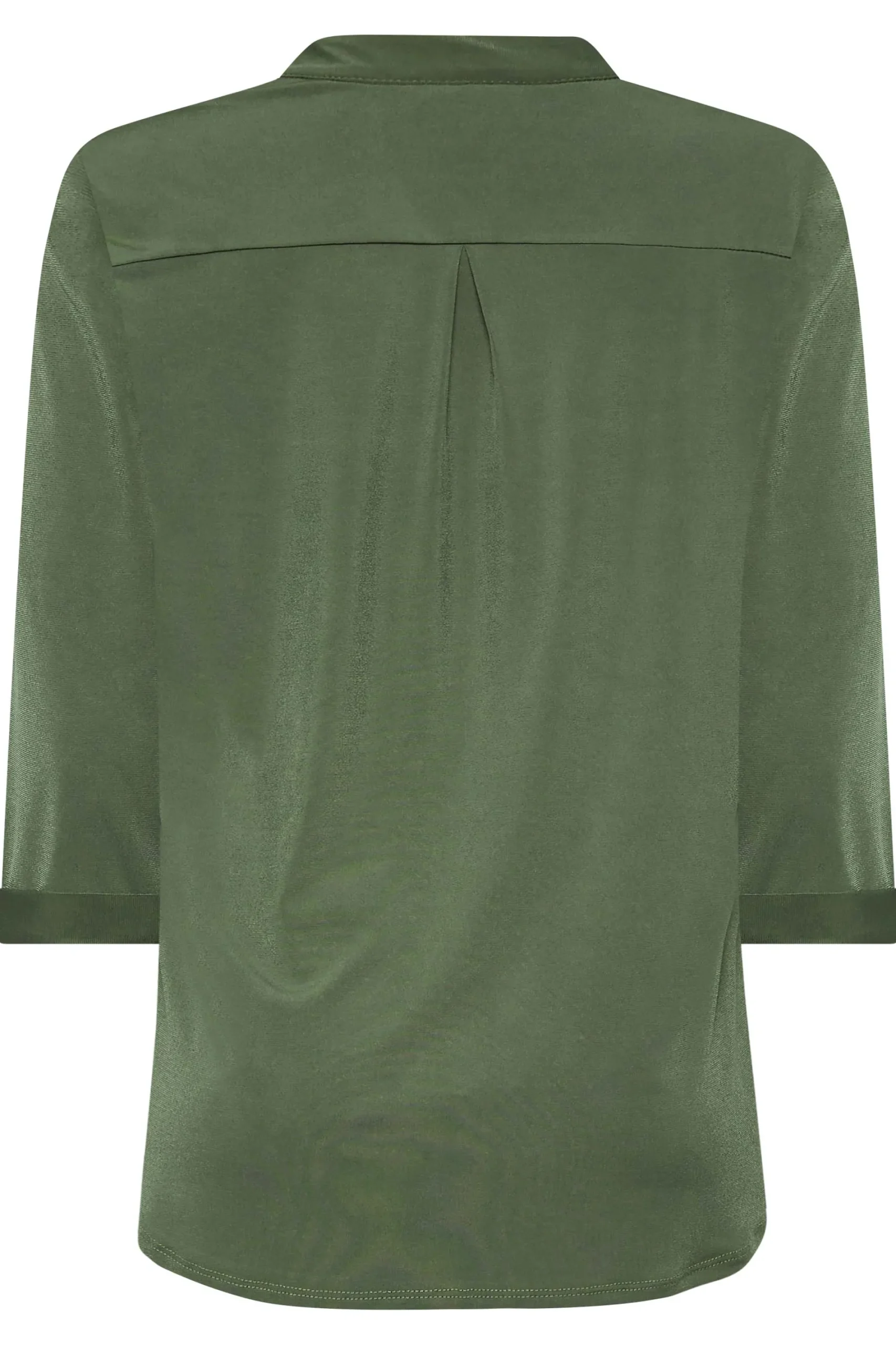 M&Co Womens Khaki Green Half Placket Shirt>Women Shirts