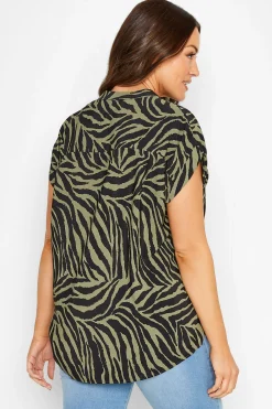 M&Co Womens Khaki Green Zebra Print Shirt><noscript><img width=