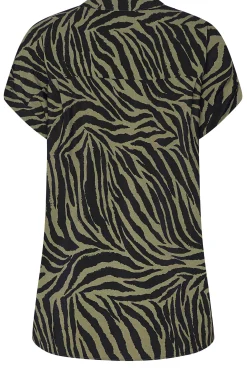 M&Co Womens Khaki Green Zebra Print Shirt><noscript><img width=