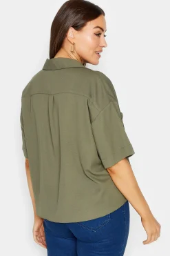 M&Co Womens Khaki Green V-Neck Wrap Blouse><noscript><img width=