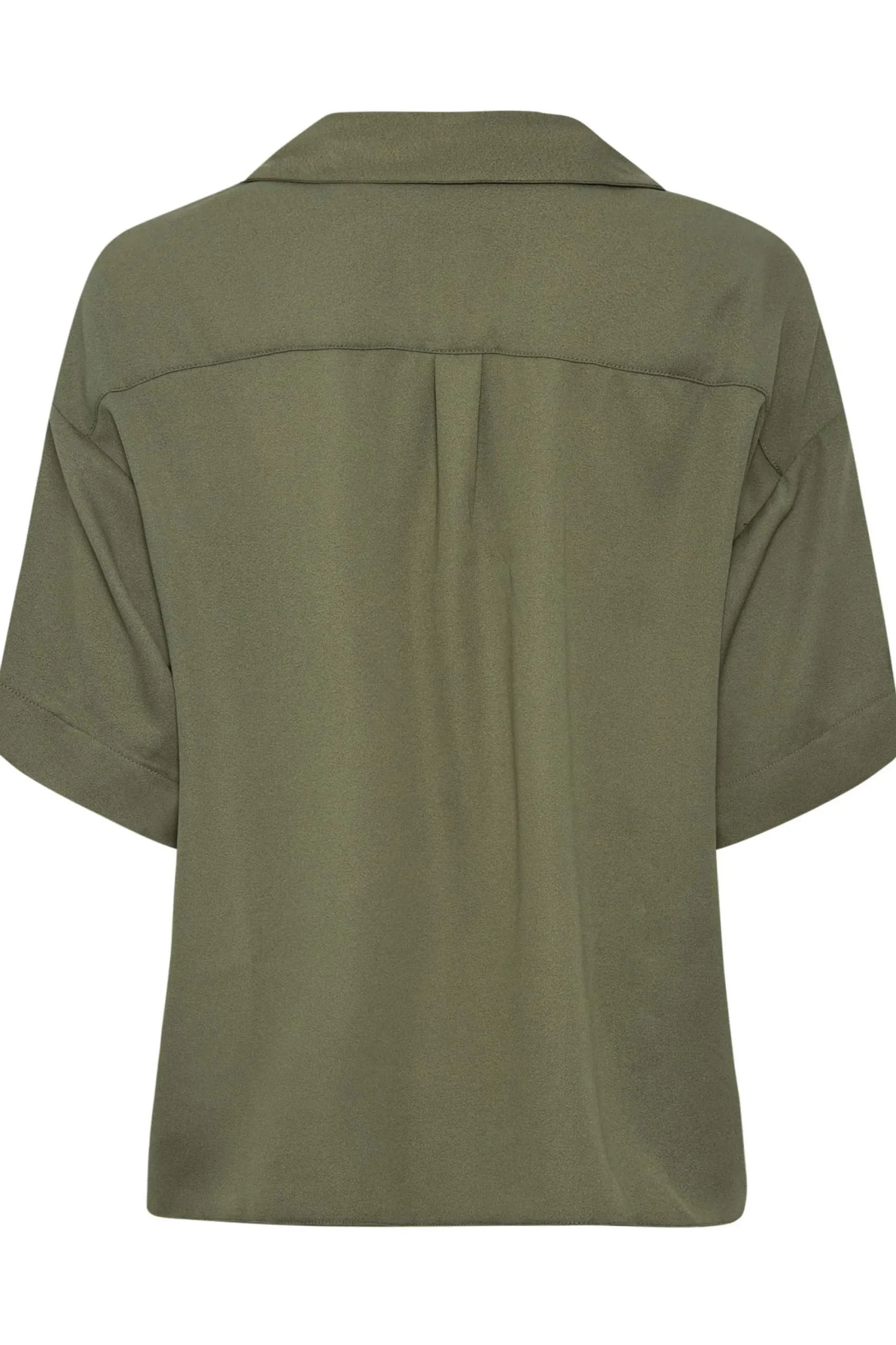 M&Co Womens Khaki Green V-Neck Wrap Blouse>Women Short Sleeve Tops