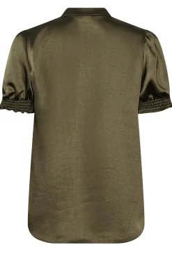 M&Co Womens Khaki Green Frill Satin Blouse><noscript><img width=