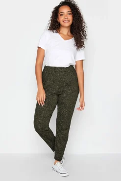 M&Co Womens Khaki Green Animal Print Harem Trousers>Women Trousers