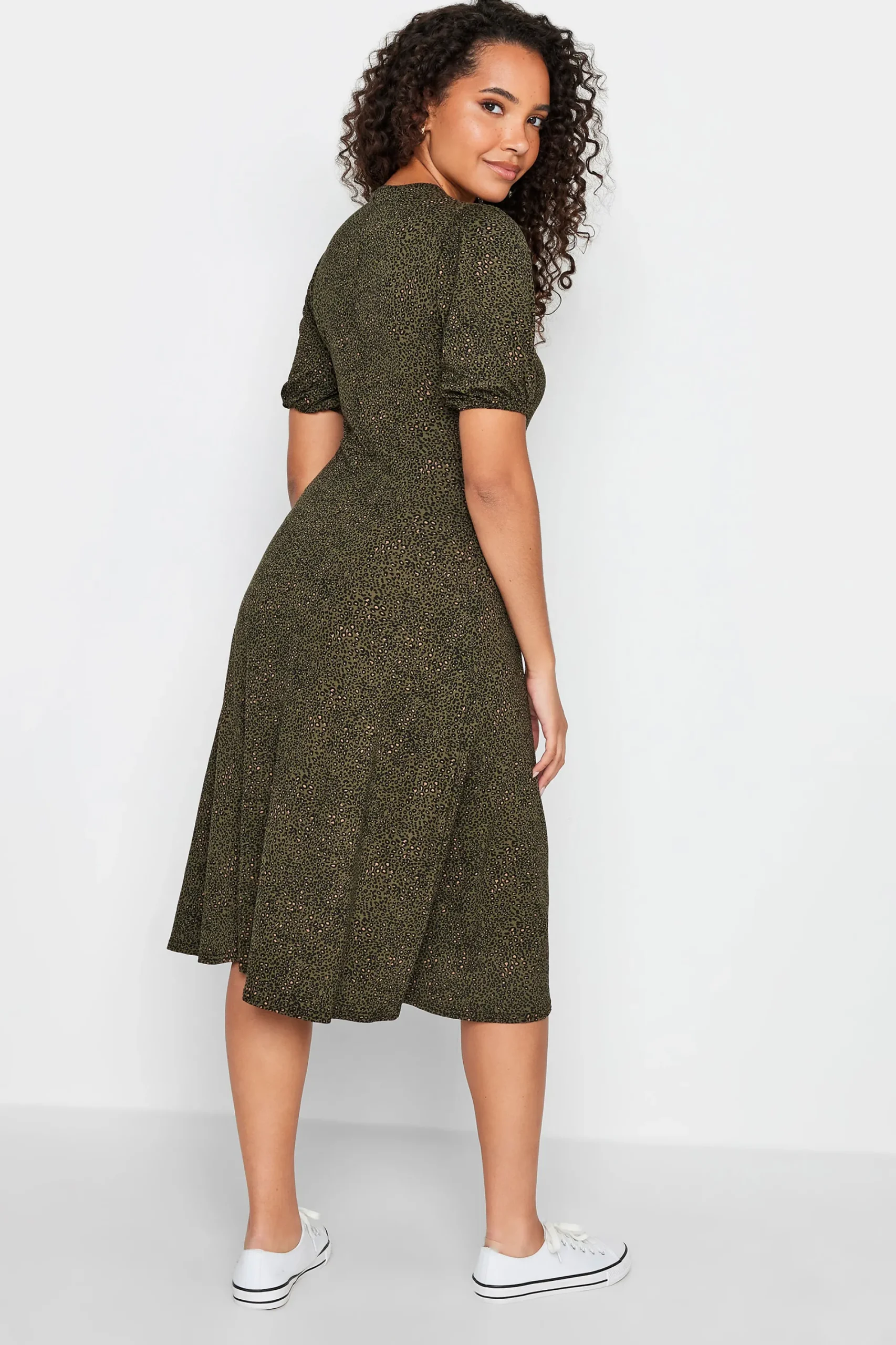 M&Co Womens Khaki Green Animal Markings Keyhole Maxi Dress>Women Maxi Dresses