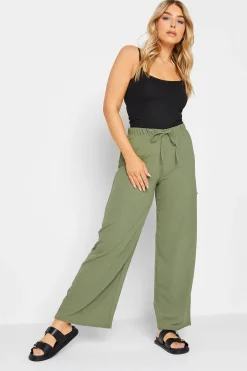 M&Co Womens Khaki Green Crepe Wide Leg Trousers><noscript><img width=
