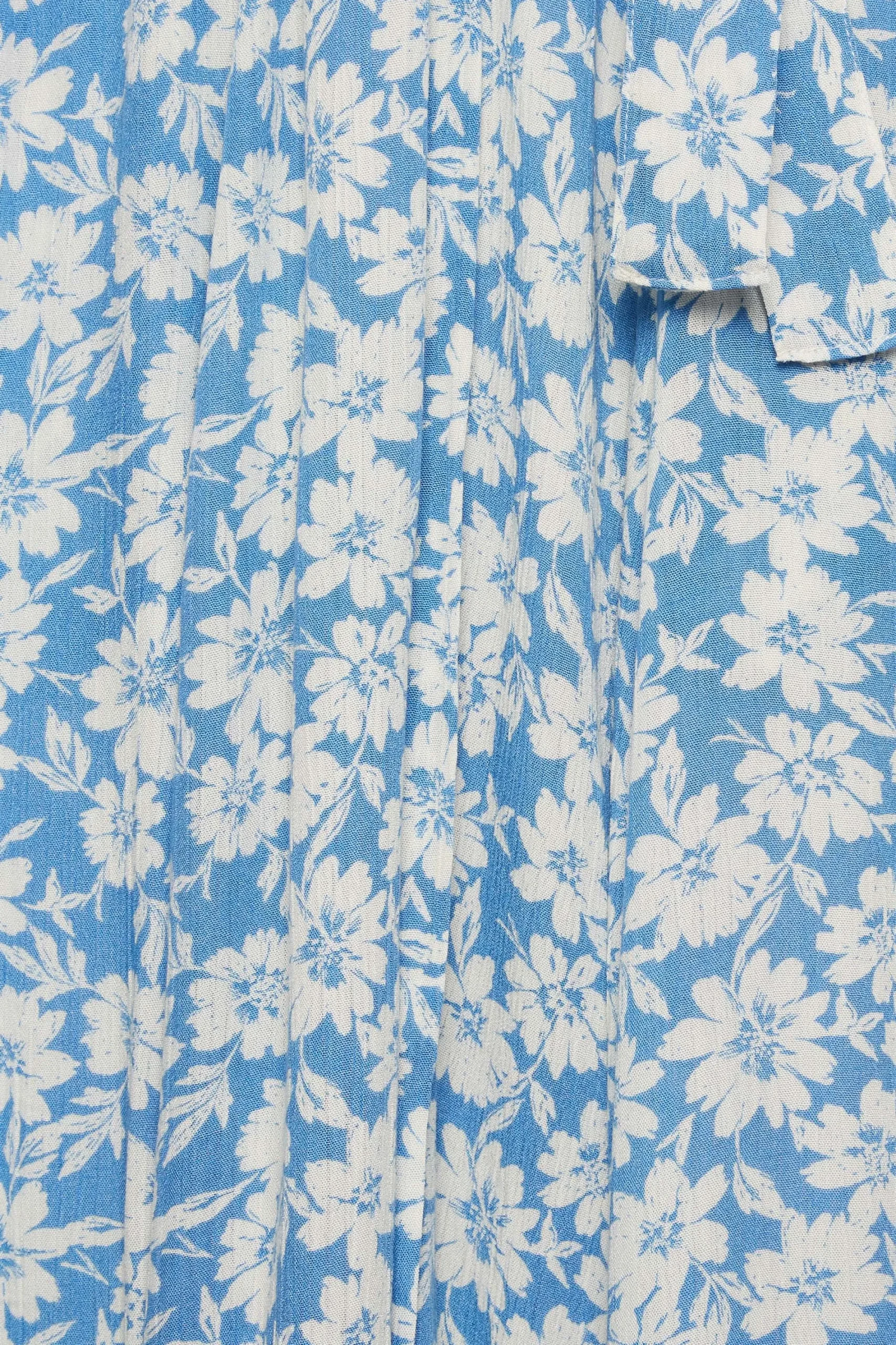 M&Co Womens Light Blue Floral Print Maxi Shirt Dress>Women Shirt Dresses