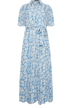 M&Co Womens Light Blue Floral Print Maxi Shirt Dress><noscript><img width=