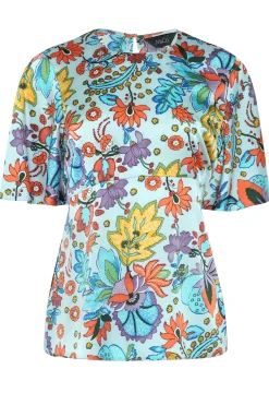 M&Co Womens Light Blue Floral Tie Back Blouse><noscript><img width=