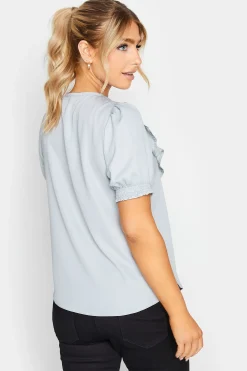 M&Co Womens Light Blue Frill Front Blouse><noscript><img width=