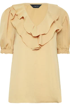 M&Co Womens Light Orange Frill Front Blouse><noscript><img width=