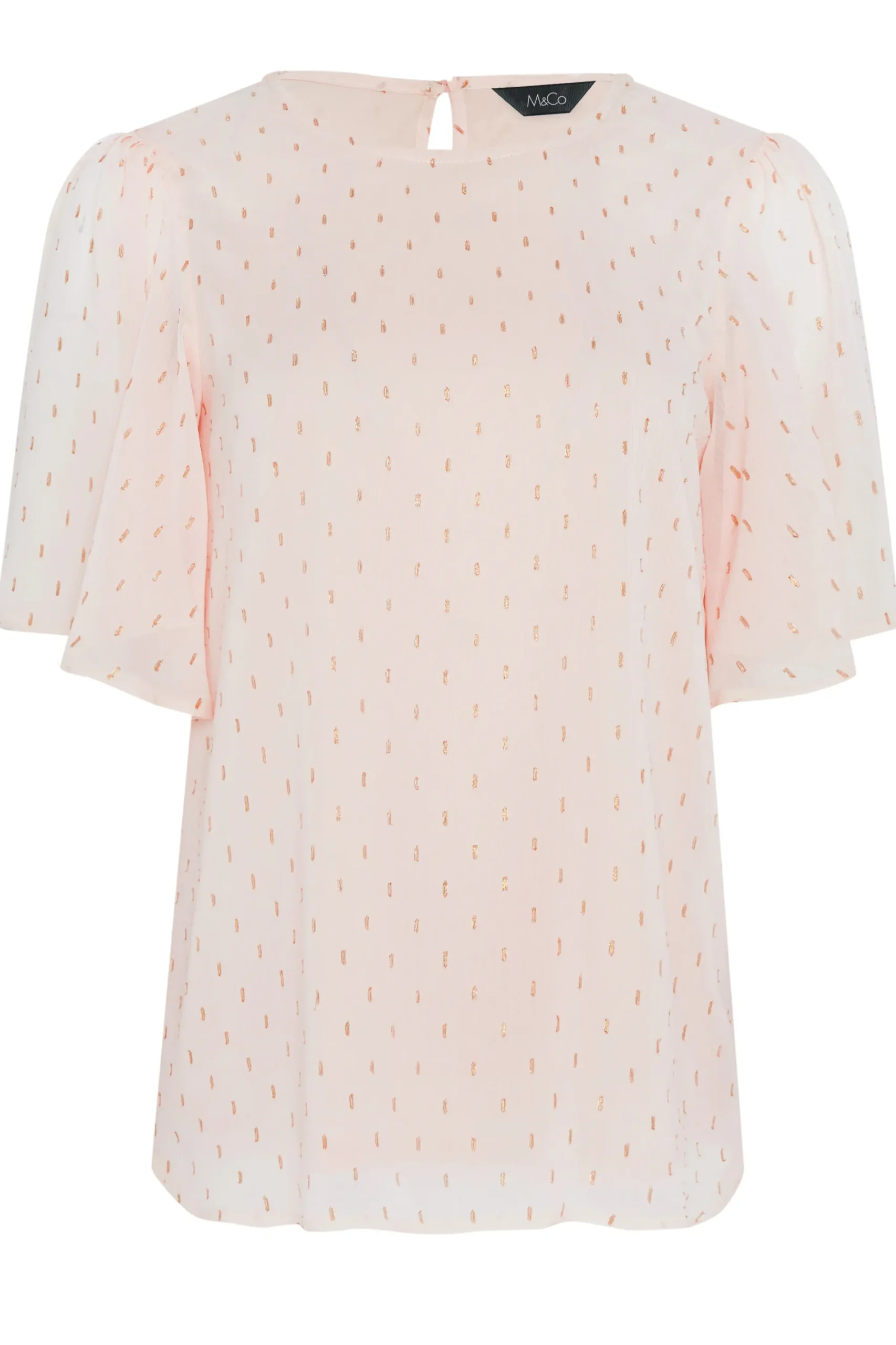 M&Co Womens Light Pink Glitter Blouse>Women Short Sleeve Tops