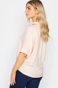 M&Co Womens Light Pink V-Neck Collared Shirt><noscript><img width=