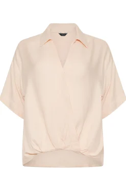 M&Co Womens Light Pink V-Neck Collared Shirt><noscript><img width=