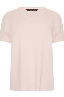 M&Co Womens Light Pink V-Neck Cotton T-Shirt><noscript><img width=