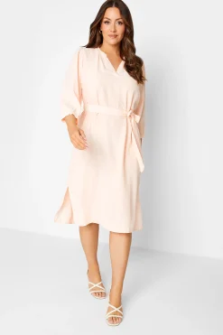 M&Co Womens Light Pink Tie Waist Tunic Dress>Women Wedding Guest Dresses