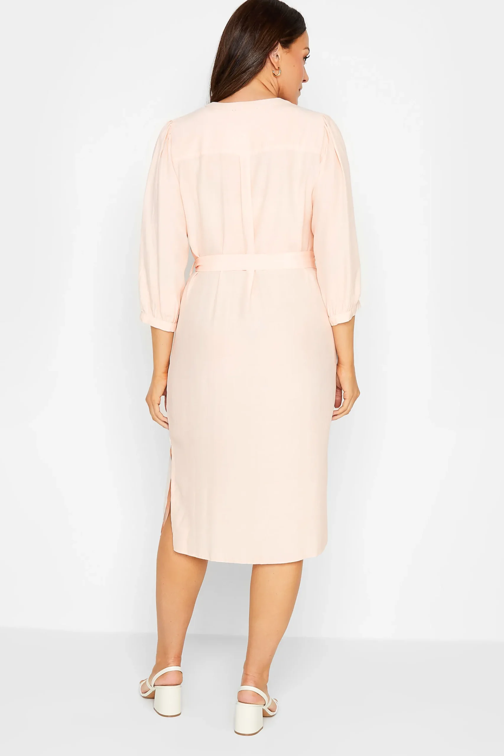 M&Co Womens Light Pink Tie Waist Tunic Dress>Women Wedding Guest Dresses