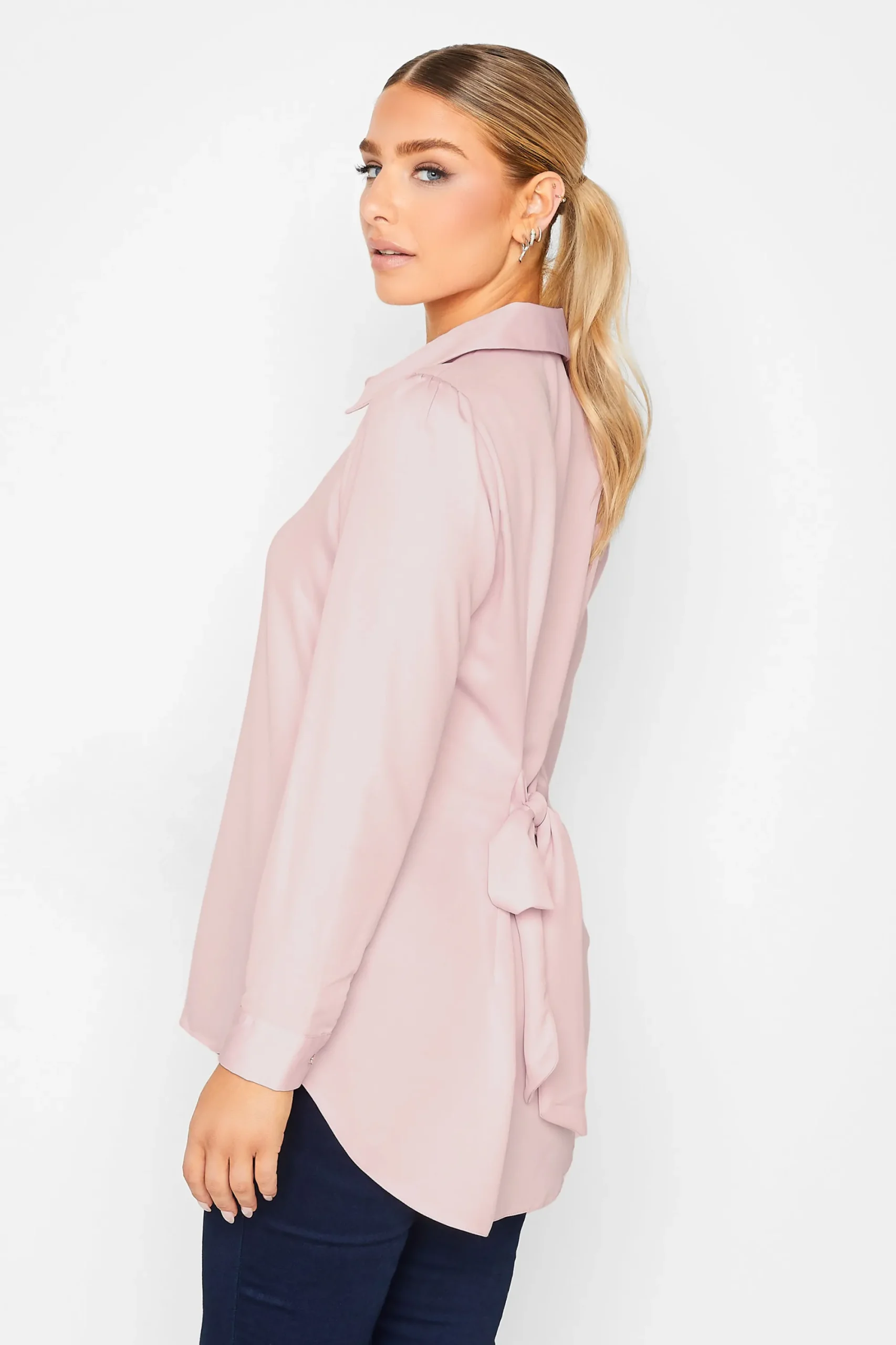 M&Co Womens Light Pink Tie Back Tunic Shirt>Women Shirts