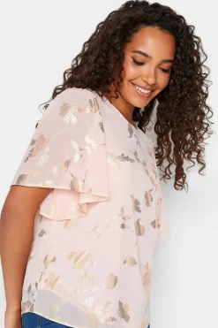 M&Co Womens Light Pink Floral Shimmer Blouse><noscript><img width=