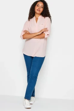 M&Co Womens Light Pink Tab Sleeve Blouse><noscript><img width=