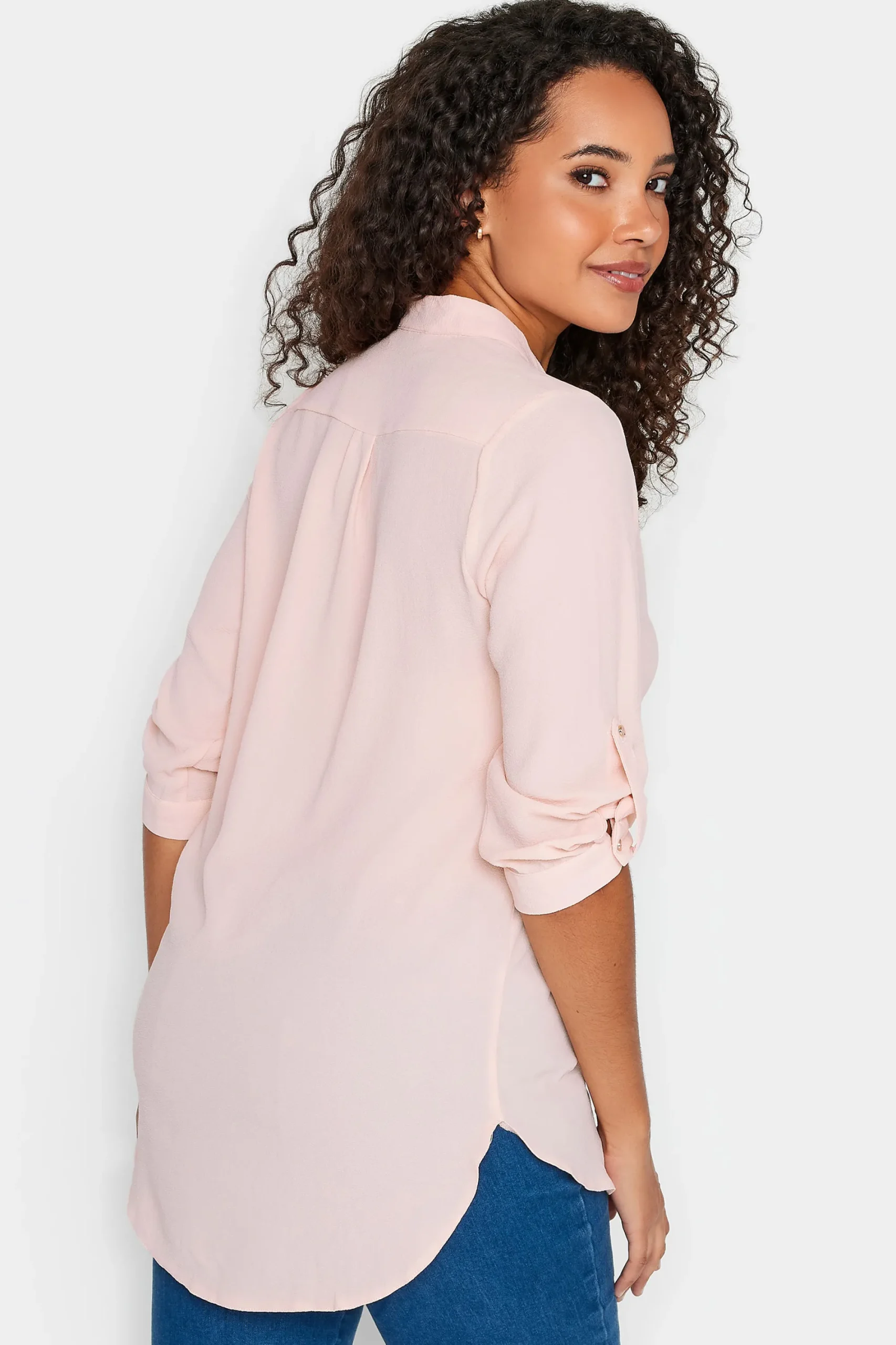 M&Co Womens Light Pink Tab Sleeve Blouse>Women Shirts