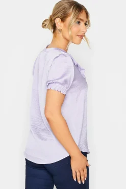 M&Co Womens Lilac Purple Frill Satin Blouse><noscript><img width=