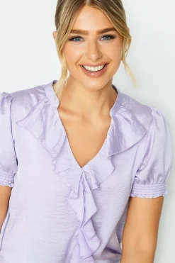 M&Co Womens Lilac Purple Frill Satin Blouse><noscript><img width=