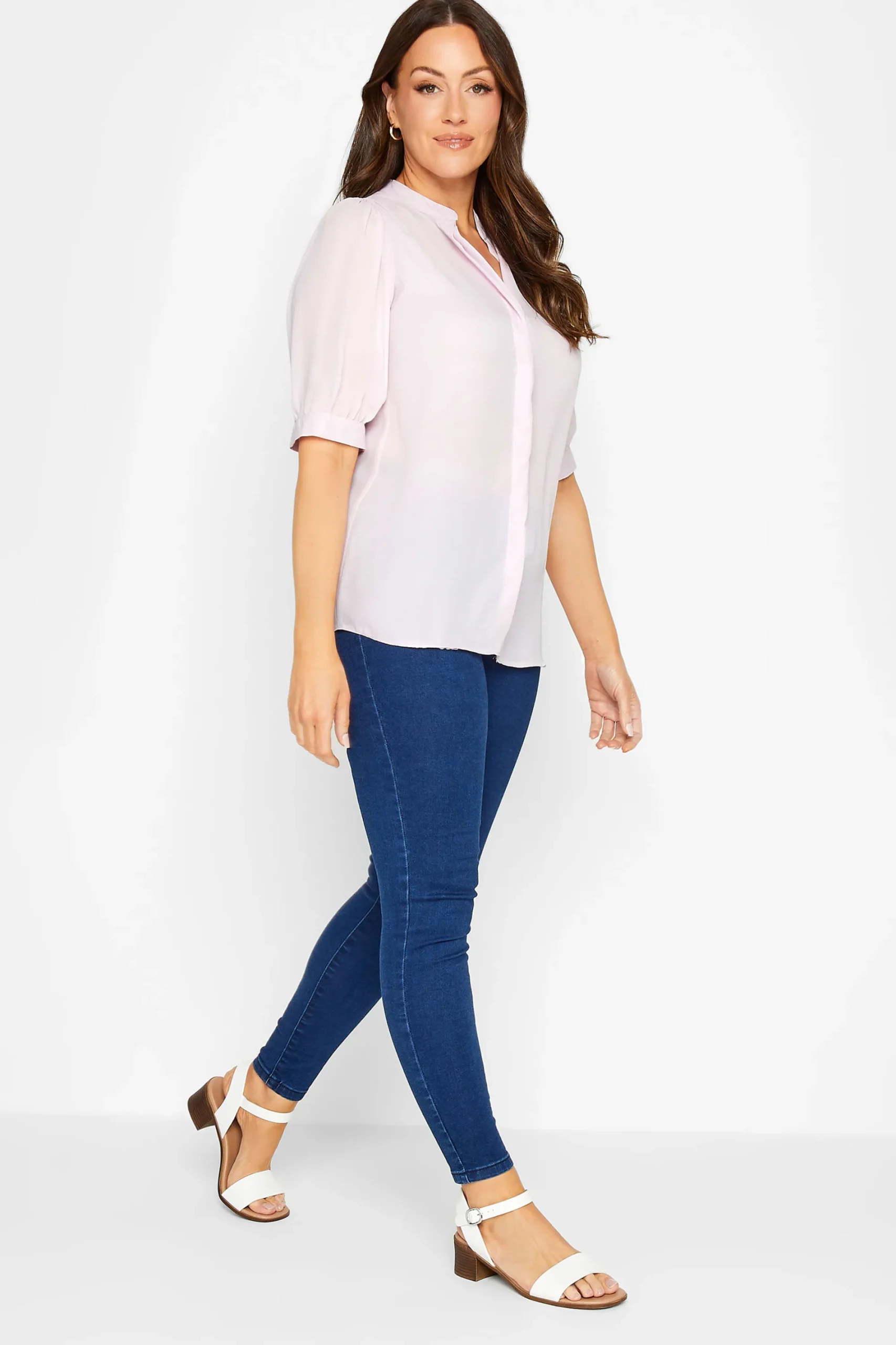 M&Co Womens Lilac Purple Button Through Shirt>Women Short Sleeve Tops