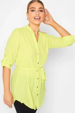 M&Co Womens Lime Green Tie Waist Blouse>Women Shirts