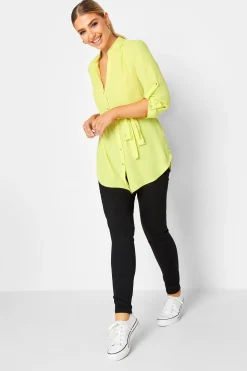 M&Co Womens Lime Green Tie Waist Blouse>Women Shirts