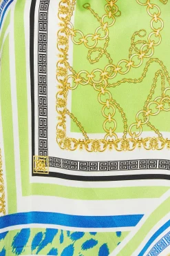 M&Co Womens Lime Green Scarf Print Halter Neck Blouse><noscript><img width=