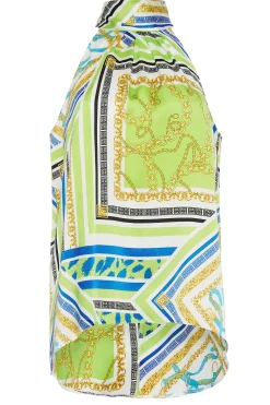 M&Co Womens Lime Green Scarf Print Halter Neck Blouse><noscript><img width=