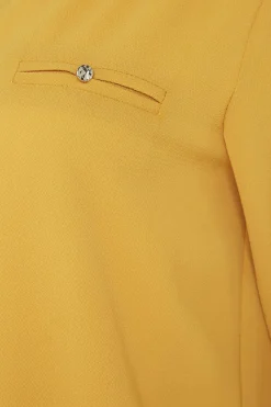 M&Co Womens Mustard Yellow Tab Sleeve Blouse><noscript><img width=
