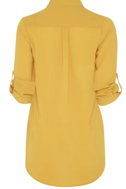 M&Co Womens Mustard Yellow Tab Sleeve Blouse><noscript><img width=