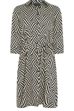 M&Co Womens Natural Brown Geometric Print Shirt Dress><noscript><img width=