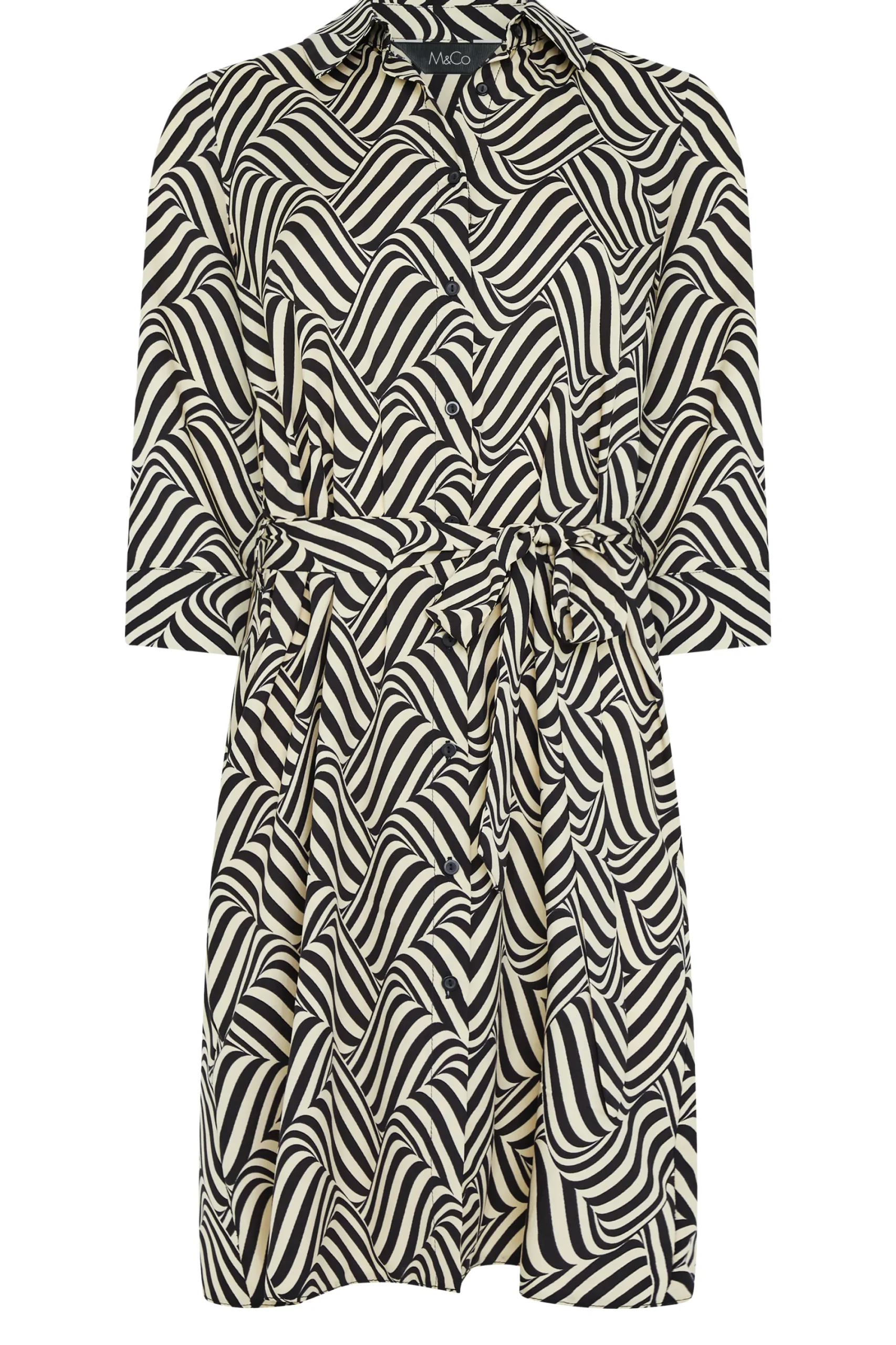 M&Co Womens Natural Brown Geometric Print Shirt Dress>Women Shirt Dresses