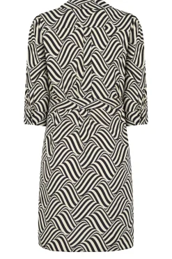 M&Co Womens Natural Brown Geometric Print Shirt Dress><noscript><img width=