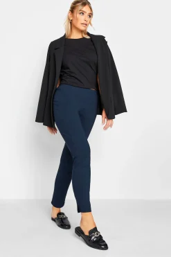M&Co Womens Navy Blue Stretch Bengaline Trousers><noscript><img width=