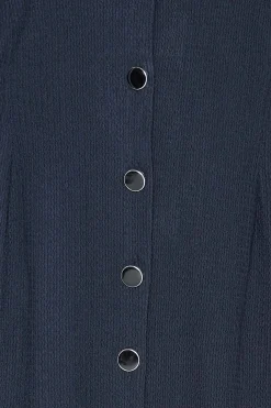 M&Co Womens Navy Blue Textured Button Through Dress><noscript><img width=