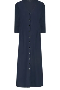 M&Co Womens Navy Blue Textured Button Through Dress><noscript><img width=