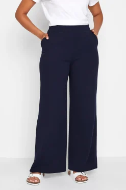 M&Co Womens Navy Blue Stretch Scuba Wide Leg Trousers>Women Wide Leg Trousers
